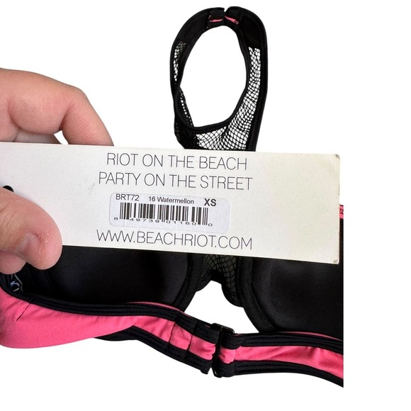 Beach Riot Watermelon Mesh Halter Neck Bikini Top XS Vacation - Picture 4 of 5